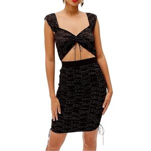 FOR LOVE & LEMONS Joanna Midi Sleeveless Metallic Lace Dress - NWT